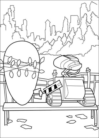 Wall E On The Date  Coloring Page